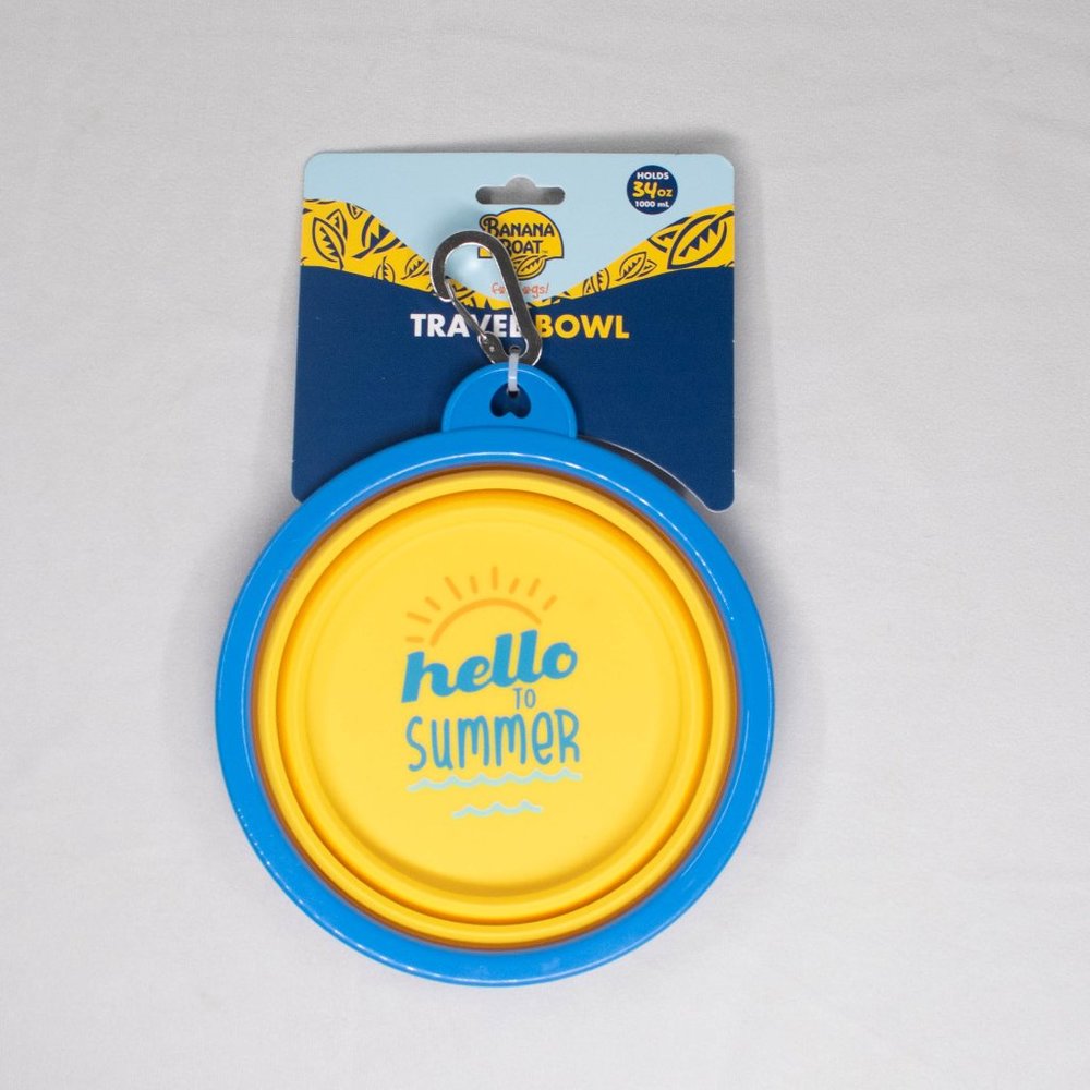 Banana Boat Collapsible Travel Bowl for Dogs with Carabiner, 34 oz